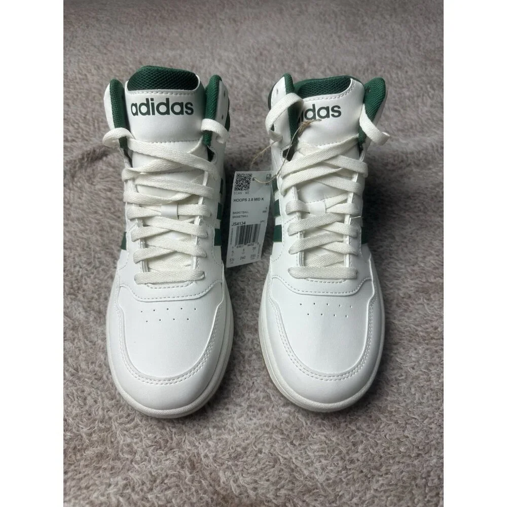 Adidas Boys Hoops Mid JS4134 White Basketball Shoes Sneakers Size 5.5 New